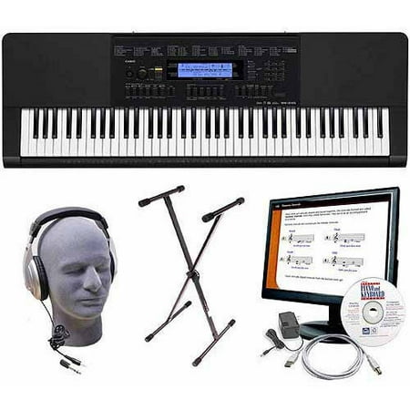 Casio WK-245 76-Key Premium Keyboard Package with Headphones, Stand, Power Supply, 6' USB Cable and eMedia Instructional