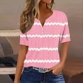 thumbnail image 2 of QATAINLAV Going Out Tops for Women Casual Button V Neck Henley Shirts Fashion Stripe Print Tshirts Loose Fit Eyelet Embroidery Short Sleeve Blouses Mother's Day Gifts Pink XXL, 2 of 5