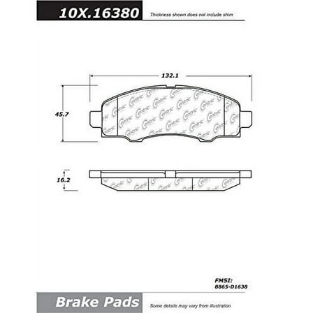 Centric Parts Disc Brake Pad P/N:102.16380