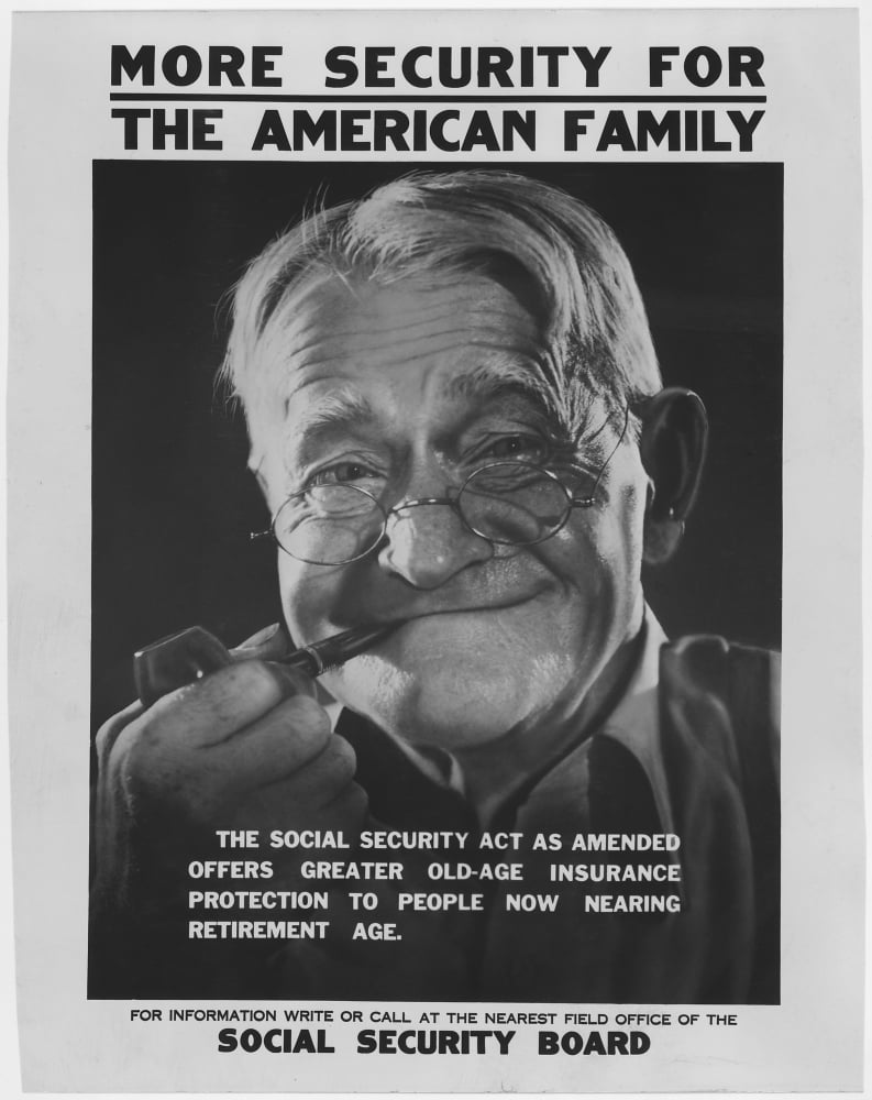 1930S Poster Publicizing The Benefits Available To Elderly Americans Under The New Social