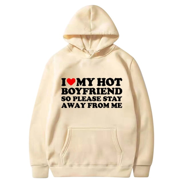 DPTALR Valentine's Day Couple Print Hooded Fleece Pocket Sweater Coat