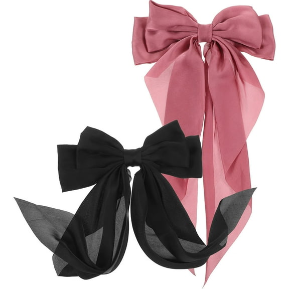 PAMINGONO 2Pcs Large Assorted Color Cloth Metal Hair Bows For Women Hair Accessories Everyday Style