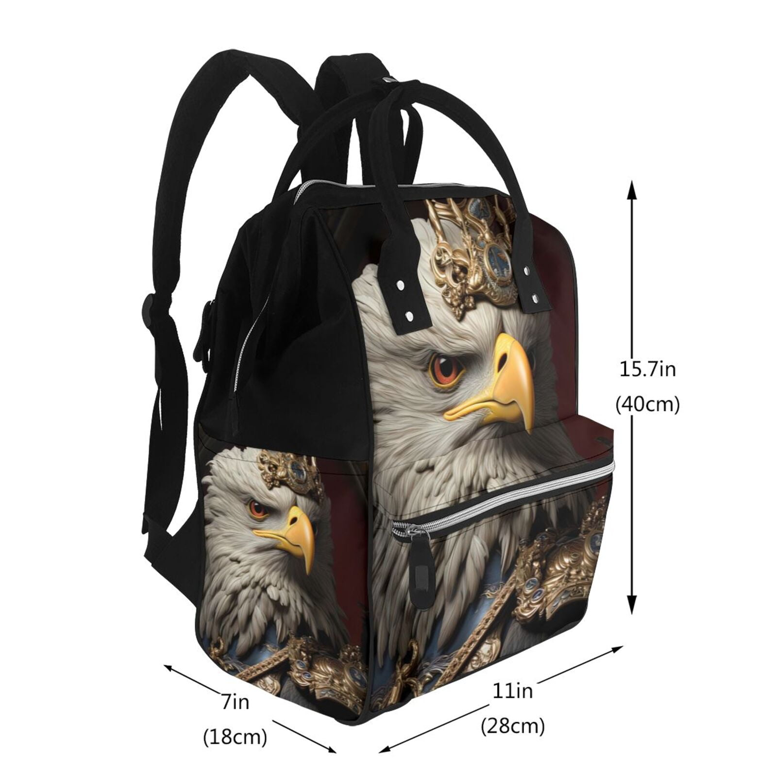 Ratiio Noble Style Bald Eagle Mummy Backpack - Waterproof Twill Canvas, Large Capacity Diaper Bag with Multiple Pockets and Adjustable Straps
