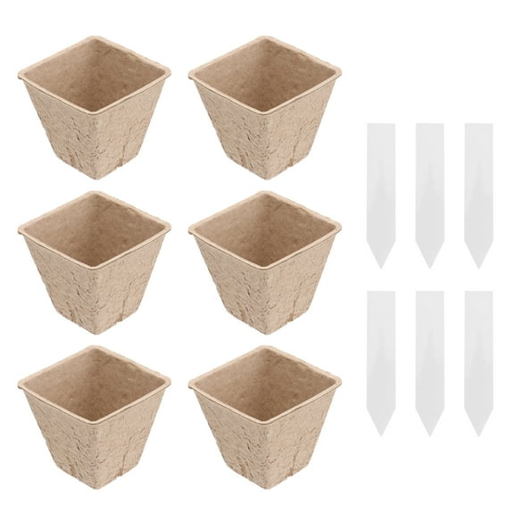 40pcs Planting Cups for Germination with 10 Labels Safe Durable Pulp Material Light Brown