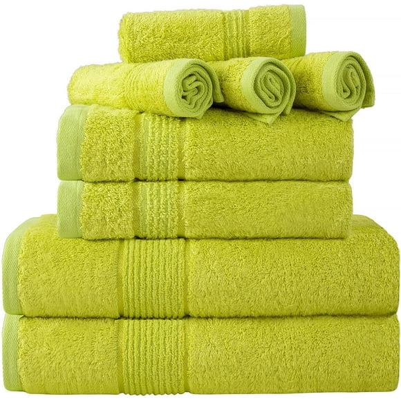 Prime Collections Ultra Soft Luxury Bamboo Cotton Bath Towel Set 8 Piece Towels 600 GSM 2 Bath Towels 2 Hand Towels and 4 Washcloths