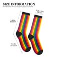thumbnail image 3 of Men's Rainbow Stripe Print Novelty Athletic Socks Women's Digital Printing Funky Patterned Crew Socks, 3 of 7