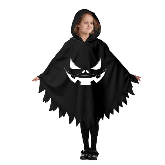 Bainana Halloween Onesie Cosplay Ghost Outfits For Kids Stylish Long Sleeve Hooded Face Print Robe Boys And Girls Trick-Or-Treating Clothes