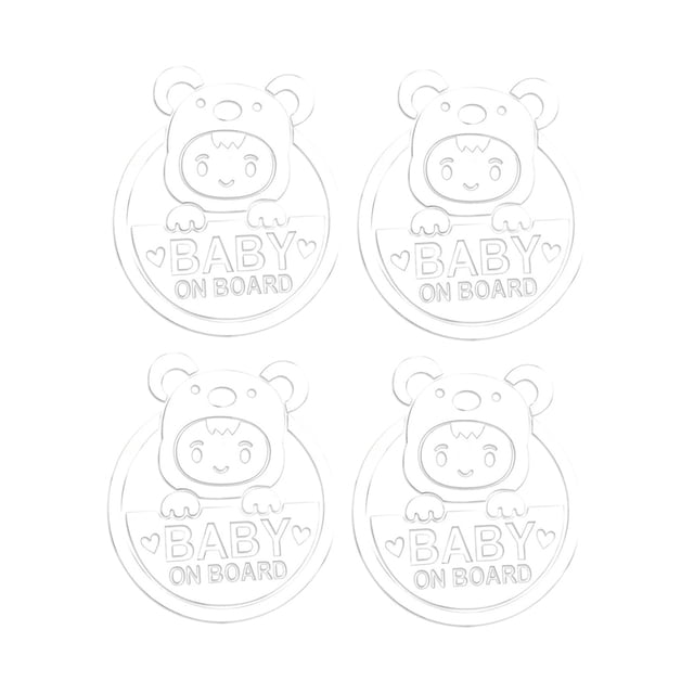 VONKY 4pcs 4Pcs Baby On Board Car Stick-ers Sticker Kids Safety Caution Window Bumper Decal Sticker For All Cars White