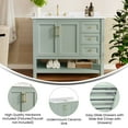 thumbnail image 4 of Flash Furniture 42" Bathroom Vanity with Sink, Cabinet with Gold Hardware, Soft Close Doors, Open Shelf & 3 Drawers, Carrara Marble Finish Counter, Sage/White, 4 of 11