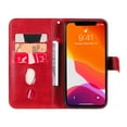 thumbnail image 2 of Zipper Wallet Case for iPhone 14, Glossy Luxury Faux PU Leather Soft Silicone Shockproof Flip Folio Cover with Card Slots Pocket Magnetic Clasp Kickstand Fashion Case, Red, 2 of 8
