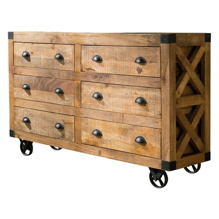 Coaster Furniture Natural Wood Cabinet With Metal Accents