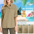 thumbnail image 5 of FEN AI Khaki Fishing Shirts Women Quick Dry Hiking Work Shirt Sun Protection UV UPF 50 Button Down Tops w/ Mesh Line Outdoor Safari with 2 Pockets, 5 of 7