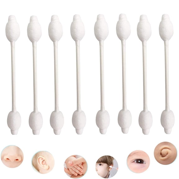 RAGUPEL Baby Cotton Swabs with Large Tips for Newborn Babies,Kids,100% Biodegradable Gentle Qtips for Children Safety Cotton Buds(4 Packs of 56 Ct. Box-Packed,Total 224)(Baby Swab-1)