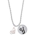 thumbnail image 1 of Delight Jewelry Silvertone Squirrel in Heart - Silvertone Script Initial Disc - Y - Charm Necklace, 20"+3", 1 of 4
