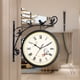 thumbnail image 3 of Reloj de pared de doble cara con soporte colgante, diseño de gallo, estilo vintage para jardín, para interior. Negro, 3 of 8