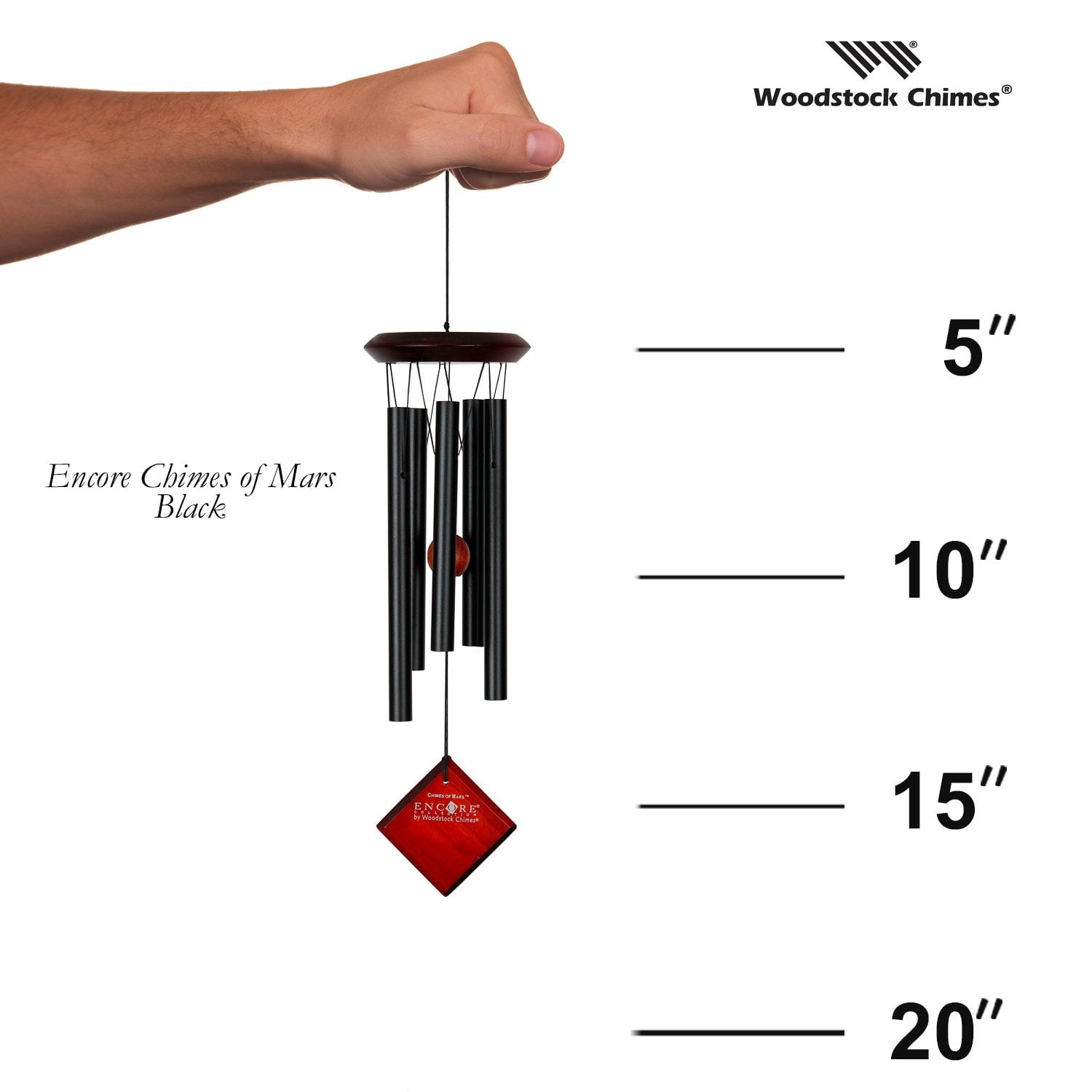 Woodstock Wind Chimes Encore® Collection, Chimes of Mars, 17'' Black Wind Chime DCK17