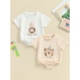 thumbnail image 4 of Baby Girls Boys Birthday Romper Casual Letter Print Round Neck Short Sleeve Jumpsuit Newborn Toddler Summer Clothes, 4 of 10