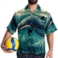 thumbnail image 4 of Whale Men's Short Sleeve Poplin Shirt, Casual Printed Beach Button Down Summer Unisex Shirts, 4 of 6