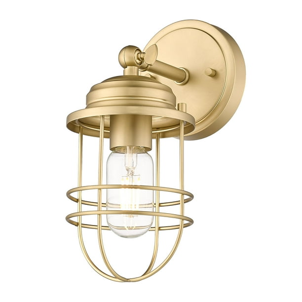 Golden Lighting 9808 1w Seaport 11 Tall Bathroom Sconce Brushed Champagne Bronze Walmart Com Walmart Com