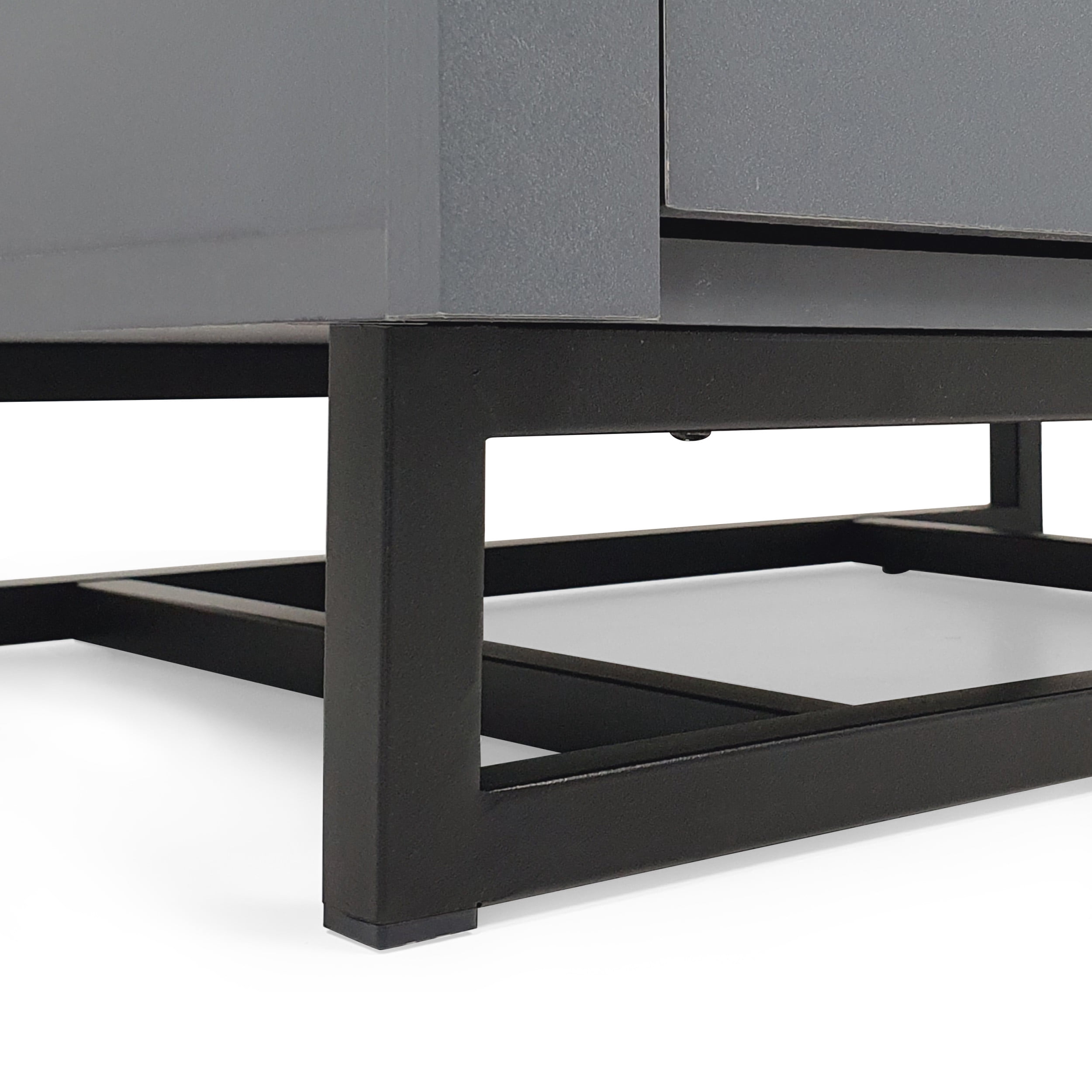 Noble House Cayuga Faux Wood 2 Piece Double Dresser and Nightstand Bedroom Set, Charcoal Gray and Black