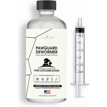 Clenvia Pet Dewormer – Advanced Dewormer for Cats & Dogs | Safe & Effective Liquid Worm Treatment | Chicken Flavor (120ML)
