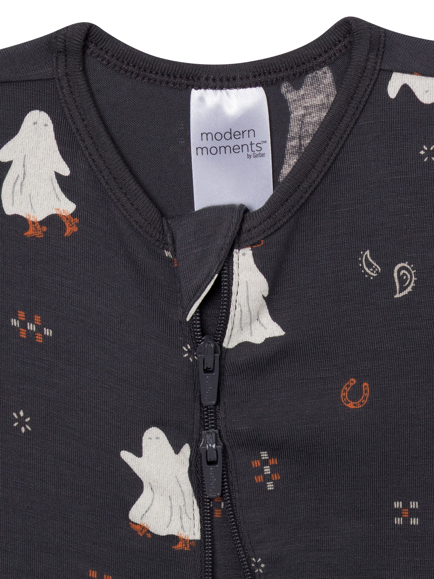 Modern Moments by Gerber Neutral Two-Way Zip Halloween Viscose Sleep ´N Play Footed Pajama , Sizes Newborn - 6/9 Months