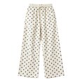 thumbnail image 6 of UAYOTSE Women Satin Dotted Home Pants Loose Straight Leg Casual Pants,Sizes S, 6 of 6