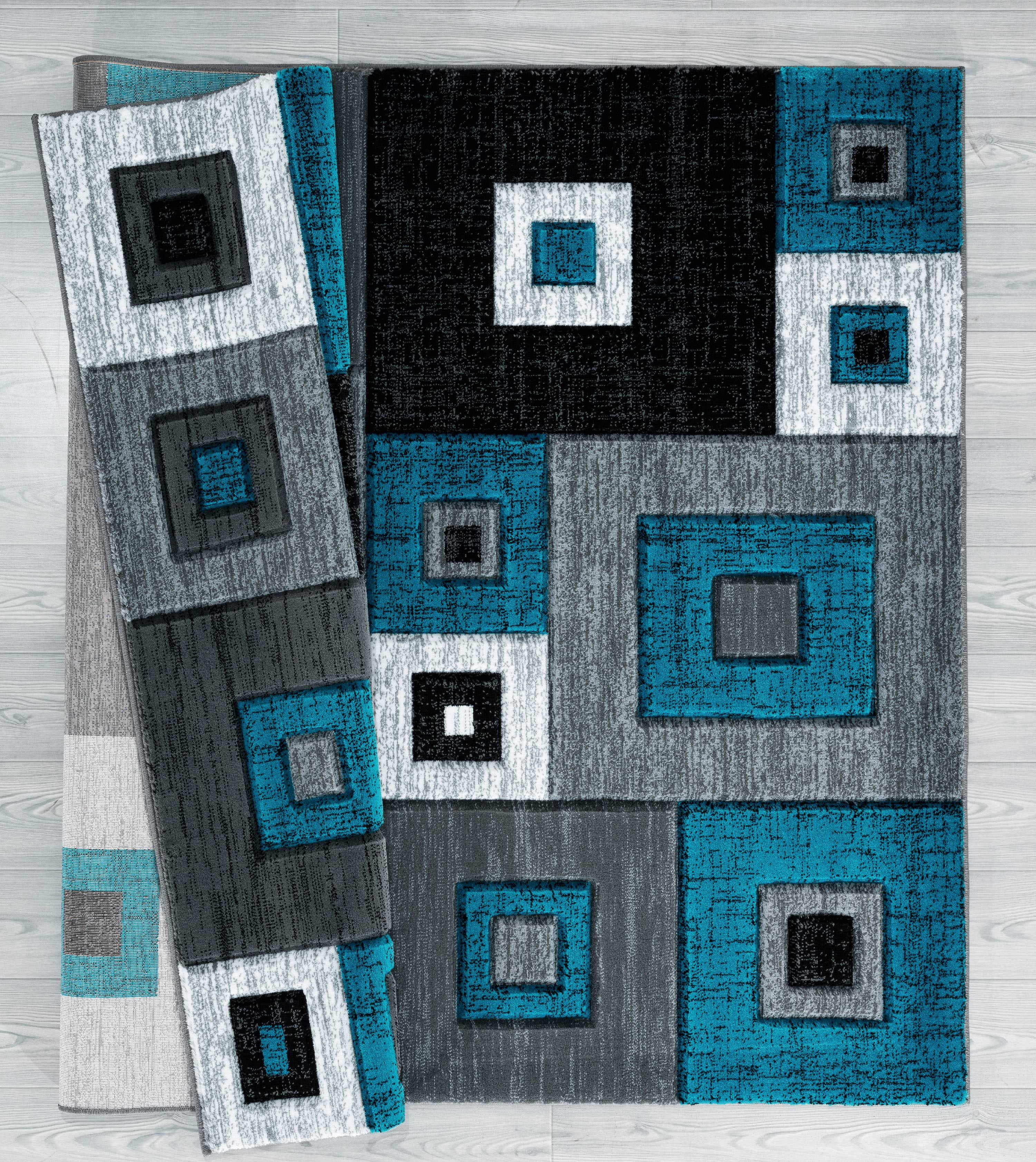 United Weavers Drachma Benson Modern Geometric Runner Rug, Turquoise, 2'7" x 7'4"