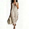 thumbnail image 2 of XuJwPNcy Summer Dresses for Women Breathable V Neck Maxi Dresses Sleeveless Striped Dress Thin Breathable Vacation Clothes, 2 of 7