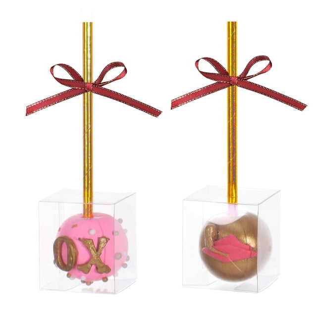 ROSPAKTEK 100 Piezas Cajas Transparentes Individuales para Cake Pops de 1.75" x 1.75" x 2" con Agujero, Pequeñas Cajas de Plástico Transparente para Obsequios de B