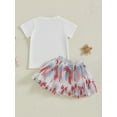 thumbnail image 5 of BemeyourBBs Kids Toddler Baby Girl 4th of July Outfits Summer Clothes Patriot Fourth of July Independence Day Clothes Letter Print Short Sleeve T Shirt Tops Elastic Waist Tulle Tutu Skirts Set, 5 of 9