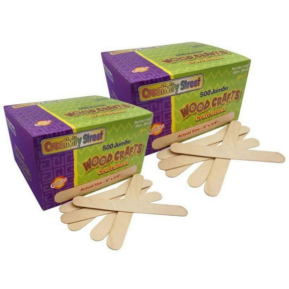 Pacon CK-377601-2 Natural Creativity Street Jumbo Craft Sticks - 500 Piece - Pack of 2