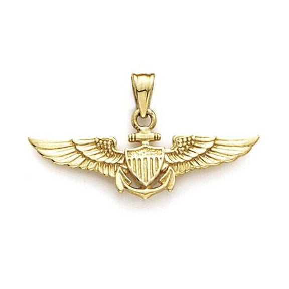 14k Yellow Gold US Air Force Pilot Wings Pendant - 1.9 Grams