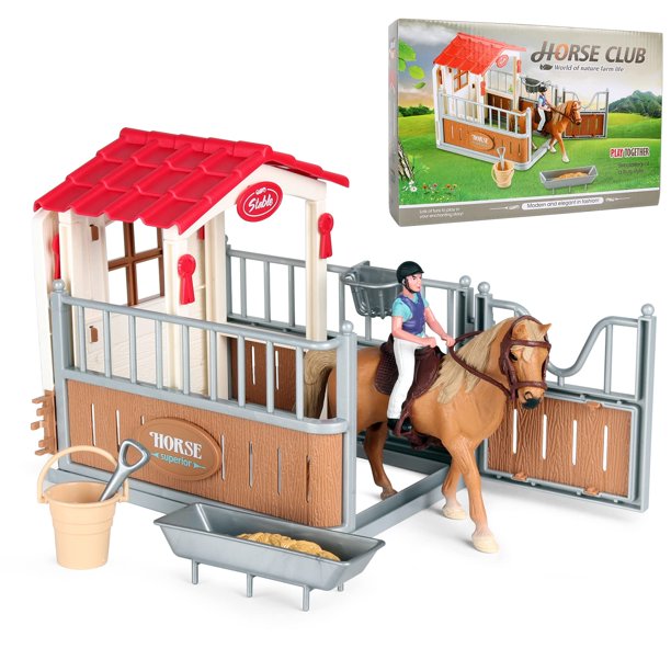 Horse Club, Horse Toys Gift for Girls and Boys, Horse Stall Set
