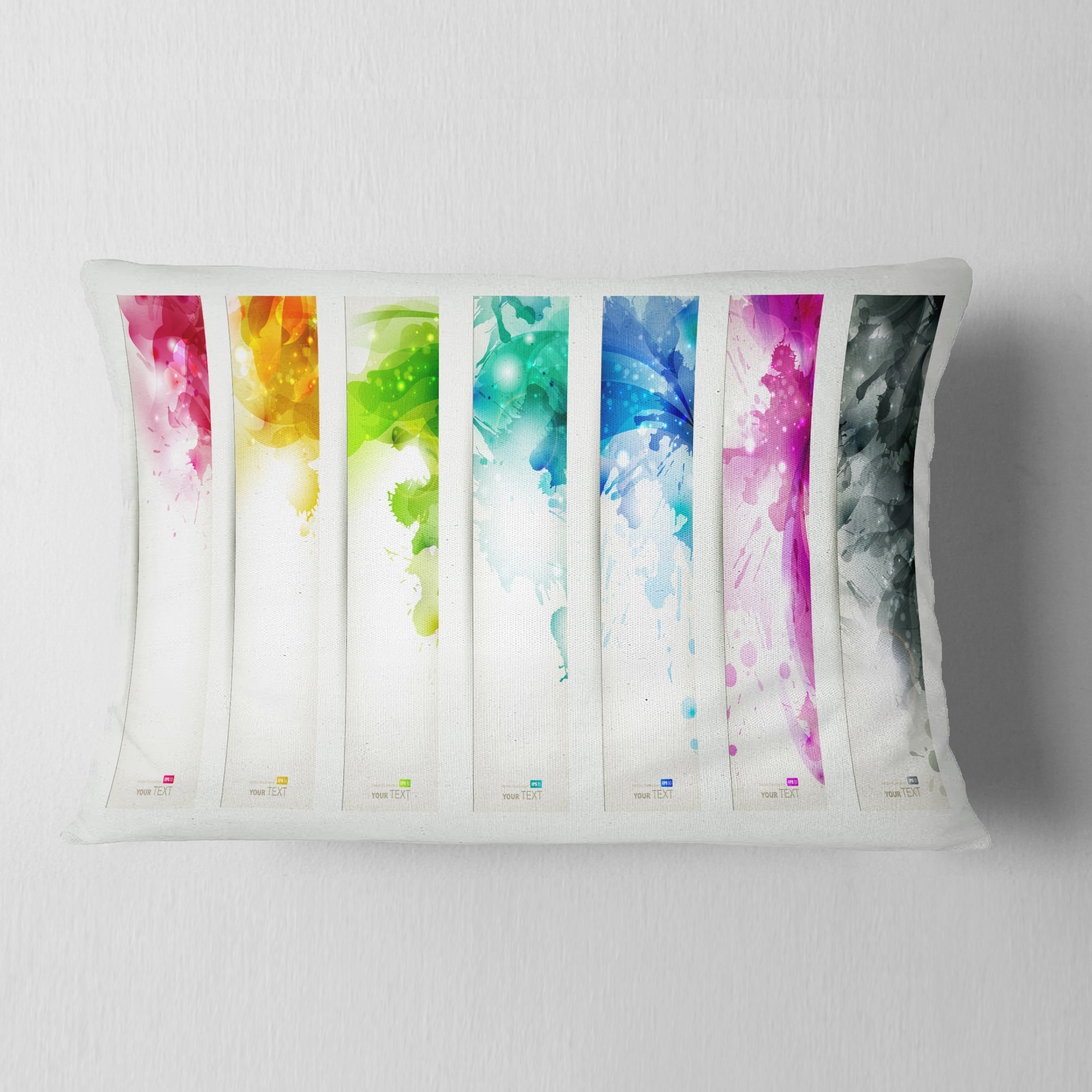 Designart Colorful Headers with Blots - Abstract Throw Pillow - 12x20