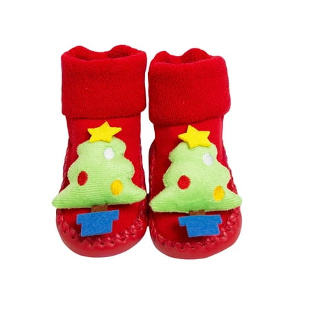 

Qcmgmg Spring Summer Fall Children First Walkers Toddler Non-Slip Slippers Infant Baby 1Y-3Y Christmas