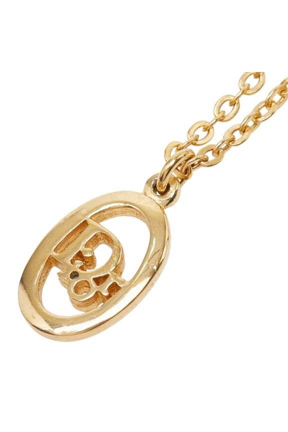 Pre-Owned Christian Dior Dior CD Logo Pendant Necklace, Gold Plated, Women's