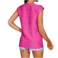 thumbnail image 5 of YI YI Short Sleeve Shirts for Women Half Turtleneck Textured Wave Stripes Tee Blouses Solid Loose Casual Basic T Shirt Tops L Hot Pink, 5 of 5