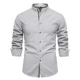 thumbnail image 1 of LOVZFMLL Men's Shirts, Solid Essential Button-Down Shirt, Everyday Versatile V-Neck, Relaxed Fit Long Sleeve Fall Clothes, 1 of 2