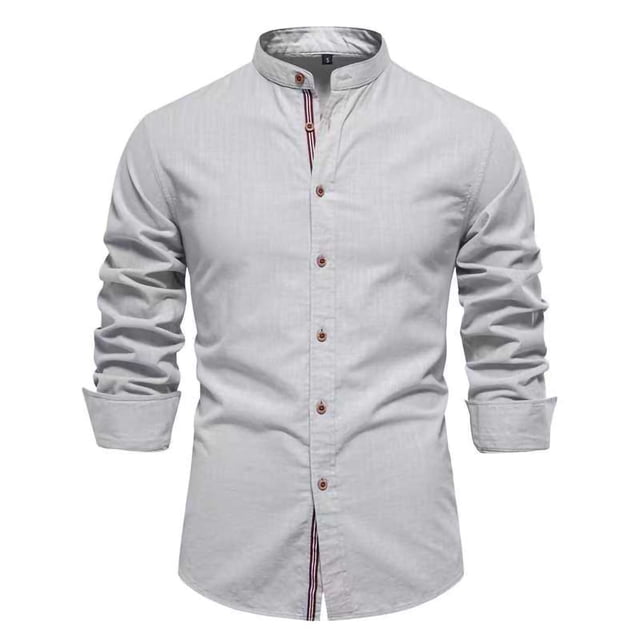 LOVZFMLL Men's Shirts, Solid Essential Button-Down Shirt, Everyday Versatile V-Neck, Relaxed Fit Long Sleeve Fall Clothes