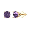 thumbnail image 2 of 1.5 Ct Round Cut Studs Purple Alexandrite 14K Yellow Solid Solid Gold Everyday Dainty Earrings Screw Back, 2 of 7