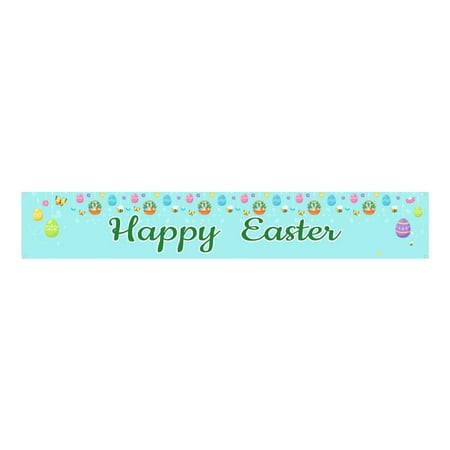 

JPGIF Decor Easter Banner Hanging Flags Spring Outdoor Patio Decorations Bunny Eggs Flowers Colorful Patterns Festive Decoration Supplies