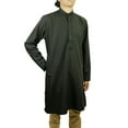 thumbnail image 2 of Hijaz Men's Embroidered Plain Black Kurta Top Wrinkle Free Cotton Long Tunic - L, 2 of 4