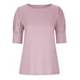 thumbnail image 3 of Mittory Women's Puff Sleeve Tops Summer Crewneck Loose Casual Blouse Shirts, 3 of 7