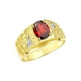 thumbnail image 6 of RYLOS Men's Rings 14K Yellow Gold Designer Nugget Ring Oval 9X7MM Gemstone & Diamonds  Garnet January Birthstone Rings For Man Size 13, 6 of 7