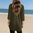 thumbnail image 5 of DENGDENG Womens Plus Tunic Tops 2025 Trendy V Neck 3/4 Sleeve Shirts for Women for Leggings Summer Dressy T Shirts Lightweight Blouse Army Green XL, 5 of 7