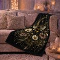 thumbnail image 5 of Enchanted Bumblebee Crescent Moon Wildflower decorative motif, Warm Flannel Blanket for Living Room and Bedroom, Mystical Celestial Art Scene, Celestial Art Lovers Housewarming Gift, 5 of 7