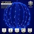 thumbnail image 4 of LED Light Ball - Indoor/Outdoor Christmas Light Balls, Light Spheres Outdoor/Sphere Light Fold Flat Metal Frame (16", White Frame/Blue Lights), 4 of 5