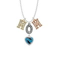 thumbnail image 2 of Delight Jewelry Silvertone Hot Blue Zebra Print Heart Multi-Colored Crystal Mom Charm Necklace, 2 of 5