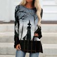 thumbnail image 1 of Costumes d'Halloween pour Femmes 2023 en Liquidation T-Shirt à Col Rond Oversize pour Femmes T T-Shirts à Imprimé d'Halloween T-Shirt à Manches Courtes Blouse Hauts, 1 of 5